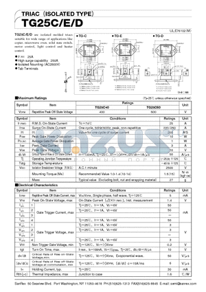 TG25D datasheet - TRIACISOLATED TYPE