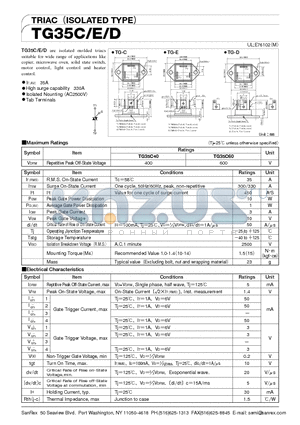 TG35C40 datasheet - TRIAC (SOLATED TYPE)