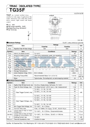 TG35F40 datasheet - TRIAC (ISOLATED TYPE)