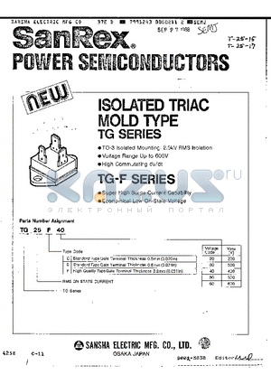 TG25F50 datasheet - ISOLATED TRIAC MOLD TYPE