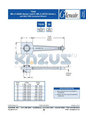 TG39-22 datasheet - Connector Wrench