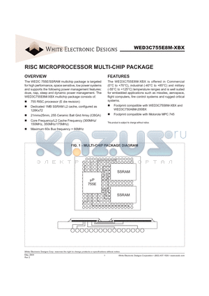 WED3C755E8M350BI datasheet - RISC MICROPROCESSOR MULTI-CHIP PACKAGE