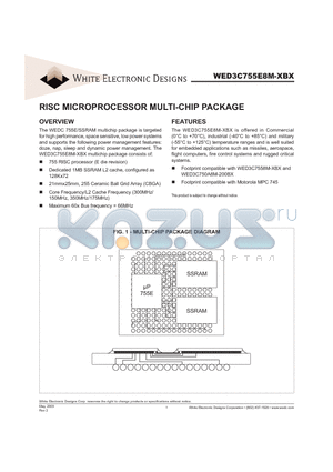 WED3C755E8M-XBX datasheet - RISC MICROPROCESSOR MULTI-CHIP PACKAGE