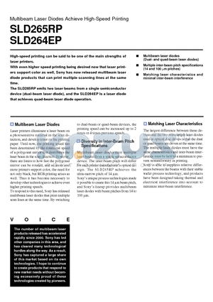 SLD265RP datasheet - Multibeam Laser Diodes Achieve High-Speed Printing