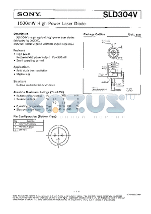 SLD304V datasheet - 1000mW High Power Laser Diode