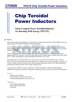 TPUTX-2P-8 datasheet - TPUTX Chip Toroidal Power Inductors