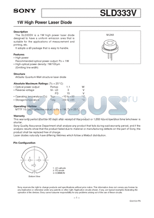 SLD333V datasheet - 1W High Power Laser Diode