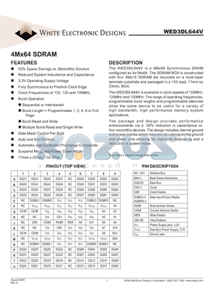 WED3DL644V datasheet - 4Mx64 SDRAM