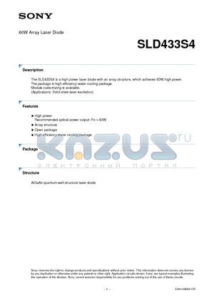 SLD433S4 datasheet - 60W Array Laser Diode