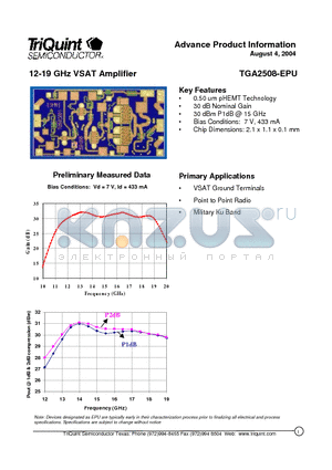 TGA2508-EPU datasheet - 12-19 GHz VSAT Amplifier