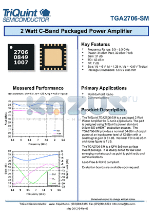 TGA2706-SM datasheet - 2 Watt C-Band Packaged Power Amplifier