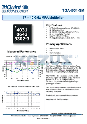 TGA4031-SM datasheet - 17 40 GHz MPA/Multiplier