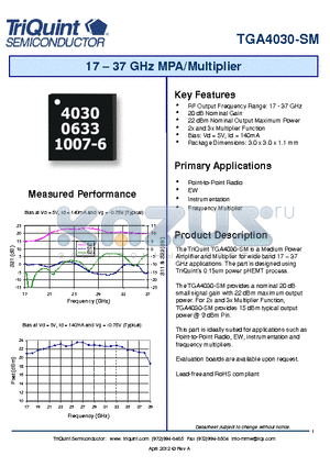 TGA4030-SM datasheet - 17  37 GHz MPA/Multiplier