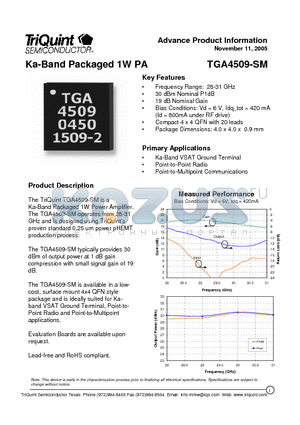 TGA4509-SM datasheet - Ka-Band Packaged 1W PA