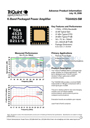 TGA4525-SM datasheet - K-Band Packaged Power Amplifier