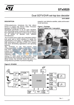 STX5525 datasheet - Dual SDTV/DVR set-top box decoder