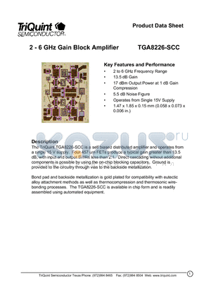 TGA8226-SCC datasheet - 2 - 6 GHz Gain Block Amplifier