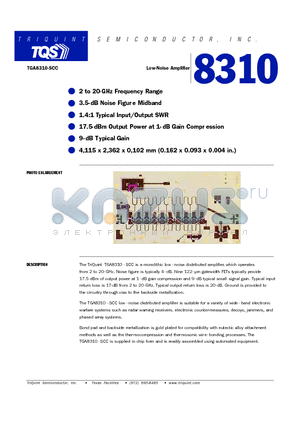 TGA8310 datasheet - Low-Noise Amplifier