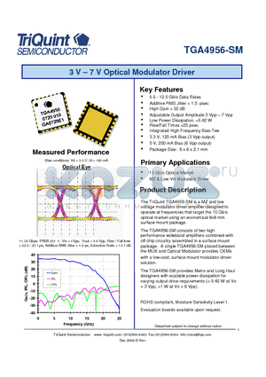 TGA4956-SM datasheet - 3 V - 7 V Optical Modulator Driver