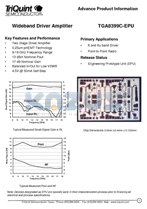 TGA8399C datasheet - Wideband Driver Amplifier