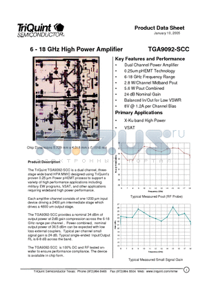 TGA9092-SCC datasheet - 6 - 18 GHz High Power Amplifier