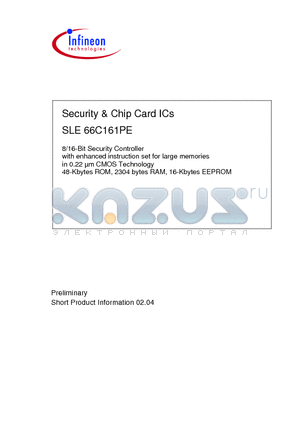 SLE66C161PEC datasheet - Security & Chip Card ICs