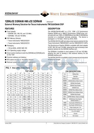 WED9LC6416V1610BC datasheet - 128Kx32 SSRAM/4Mx32 SDRAM