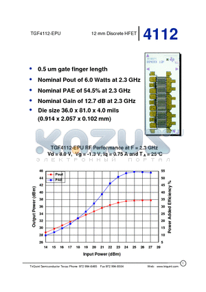 TGF4112 datasheet - 12 mm Discrete HFET