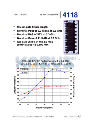 TGF4118 datasheet - 18 mm Discrete HFET