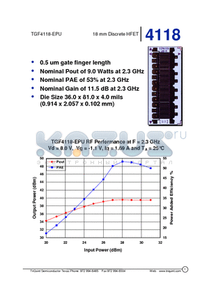 TGF4118-EPU datasheet - 18 mm Discrete HFET