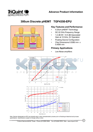 TGF4350 datasheet - 300um Discrete pHEMT