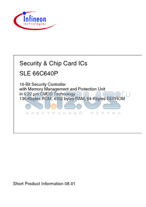 SLE66C640P-F7C datasheet - Security & Chip Card ICs