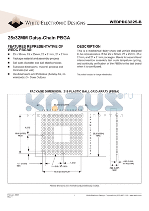 WEDPDC3225-B datasheet - 25X32MM Daisy-Chain PBGA