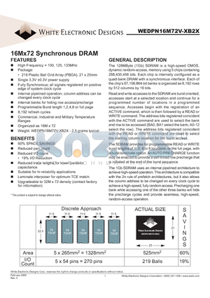 WEDPN16M72V-100B2I datasheet - 16Mx72 Synchronous DRAM