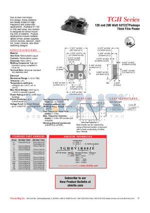 TGHHV1K00JE datasheet - 120 and 200 Watt SOT227Package Thick Film Power