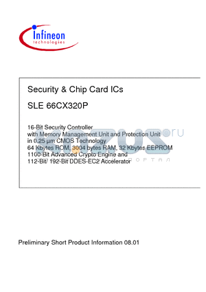 SLE66CX320P-T85M4 datasheet - Security & Chip Card ICs