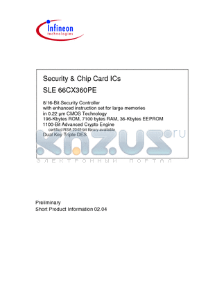 SLE66CX360PEM5 datasheet - Security & Chip Card ICs