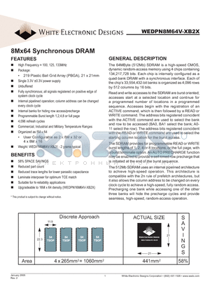 WEDPN8M64V-100B2M datasheet - 8Mx64 Synchronous DRAM