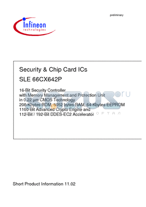 SLE66CX642P datasheet - Security & Chip Card ICs