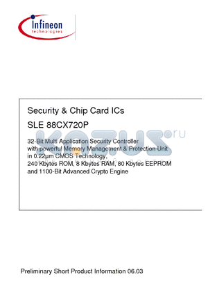 SLE88CX720P datasheet - Security & Chip Card ICs