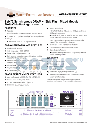 WEDPNF8M722V-1012BM datasheet - 8Mx72 Synchronous DRAM  16Mb Flash Mixed Module Multi-Chip Package