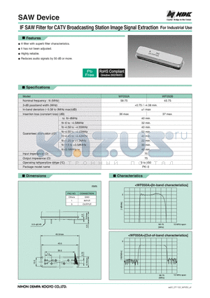 WF050A datasheet - IF SAW Filter for CATV Broadcasting Station Image Signal Extraction