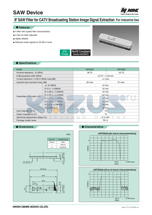 WF050B datasheet - IF SAW Filter for CATV Broadcasting Station Image Signal Extraction