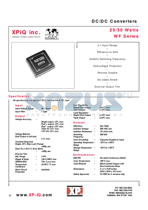 WF101 datasheet - DC/DC Converters