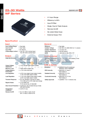 WF102 datasheet - DC-DC Power Supplies