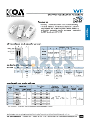 WF10NC8S100K datasheet - thermal fuse built-in resistors