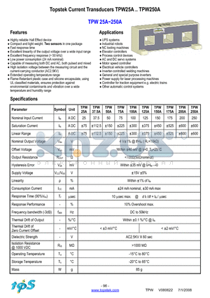 TPW100A datasheet - Topstek Current Transducers