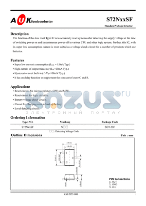 S72N25SF datasheet - Standard Voltage Detector