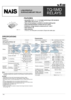 TQ2SA-L2-5V-Z datasheet - LOW-PROFILE SURFACE-MOUNT RELAY