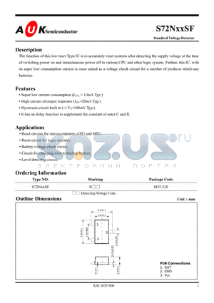 S72N31SF datasheet - Standard Voltage Detector